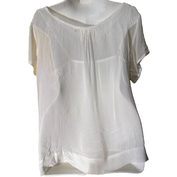 One Fine Day Blouse Womens Size Small White Sheer Embroidered Button Front Layer - Picture 3 of 5
